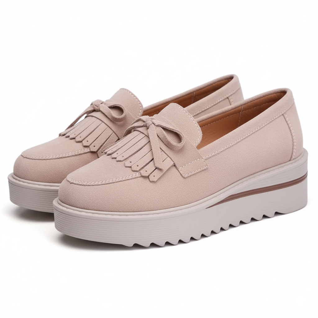 Comfy Slip-On Suede Tassel Platform Shoes