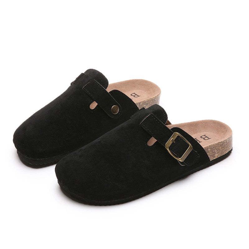 Closed Toe Slippers Leather Boston Clogs Sandals For Men & Women - Comfy Platform Shoes