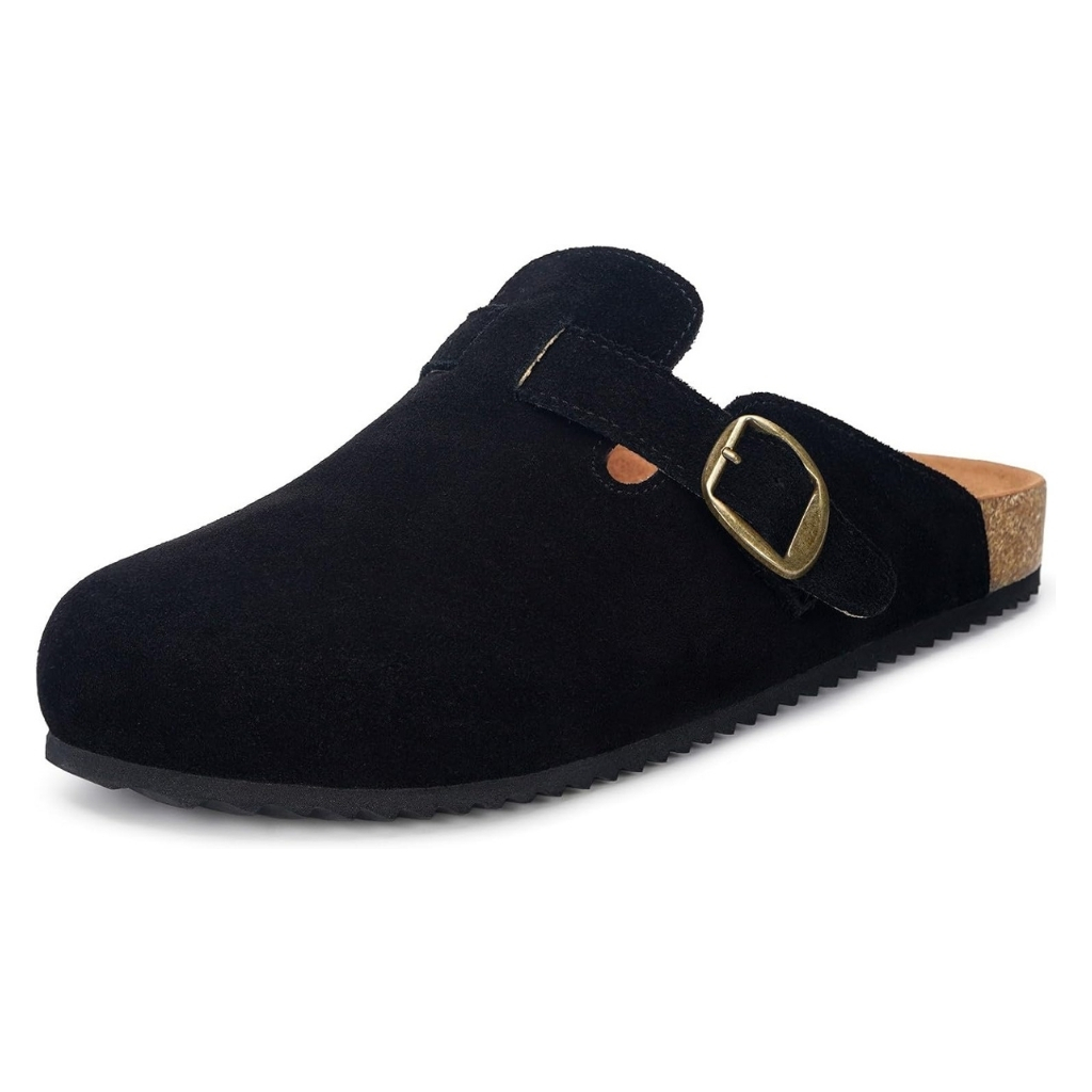 Leather Mules Cork Footbed Sandals With Arch Support