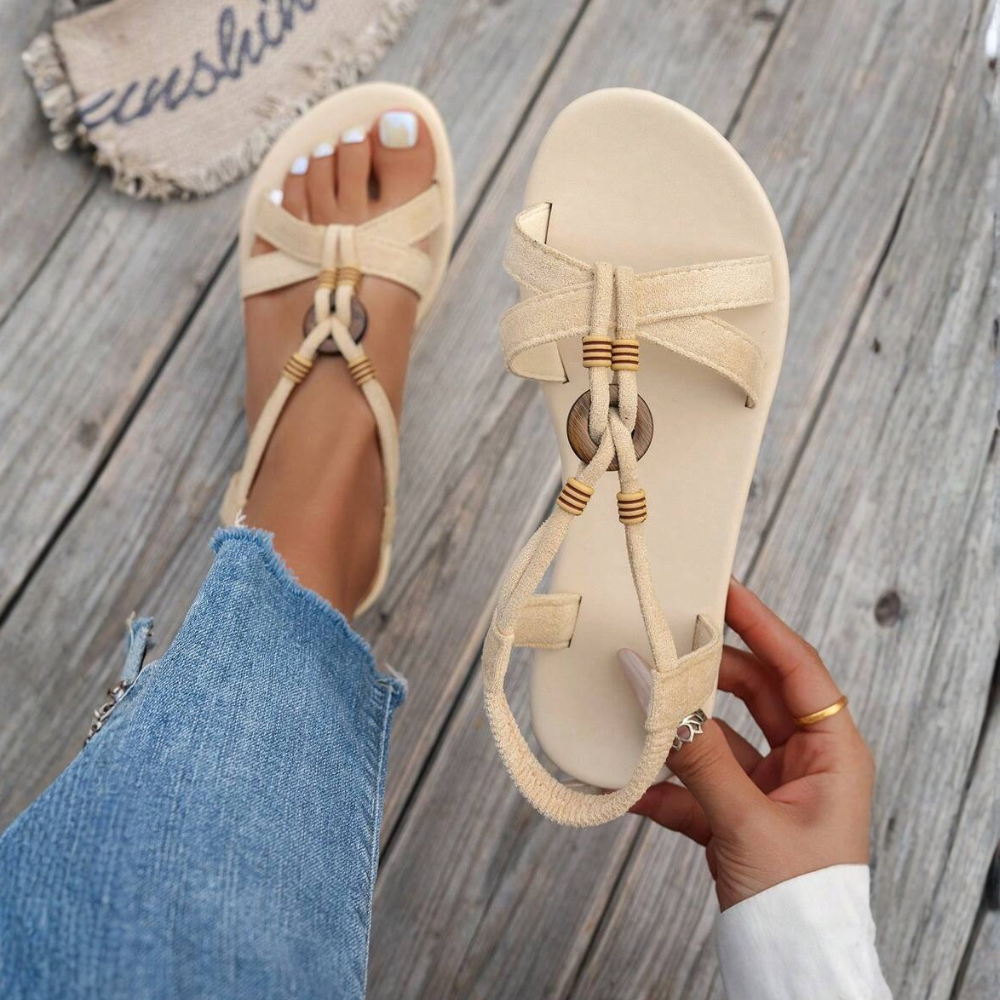 Bohemian Style Floral Flat Sandals For Women