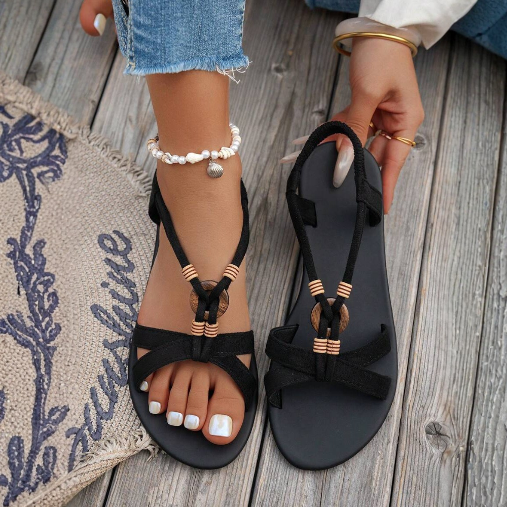 Bohemian Style Floral Flat Sandals For Women