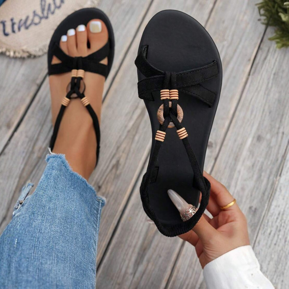Bohemian Style Floral Flat Sandals For Women