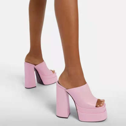 Thick High Heels Sandals - Comfy Platform Shoes