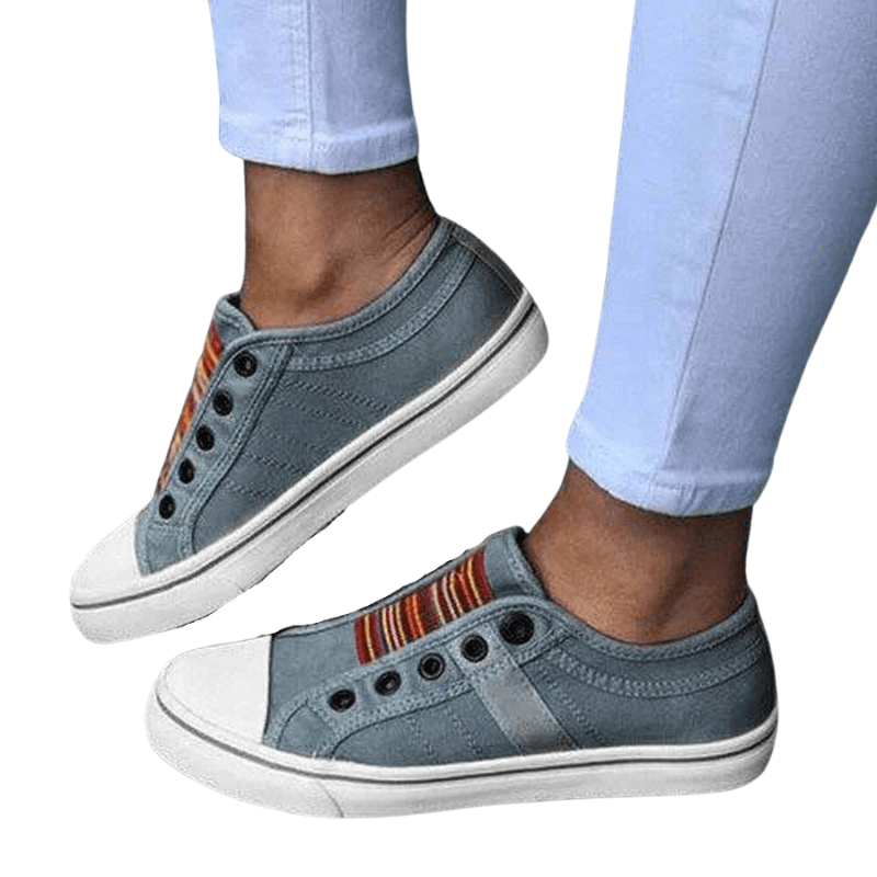 Women Large Size Canvas Elastic Wearable Casual Flats - Comfy Platform Shoes