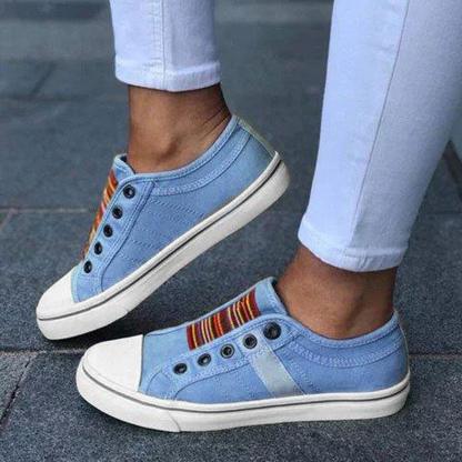 Women Large Size Canvas Elastic Wearable Casual Flats - Comfy Platform Shoes