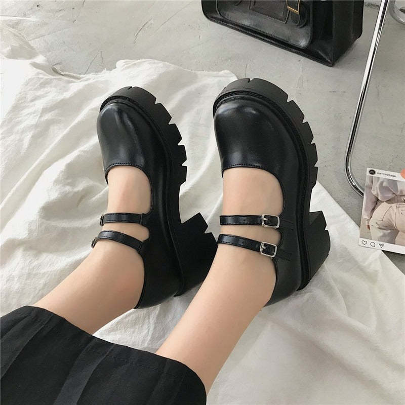 Vintage Girls High Heel Student Shoes - Comfy Platform Shoes