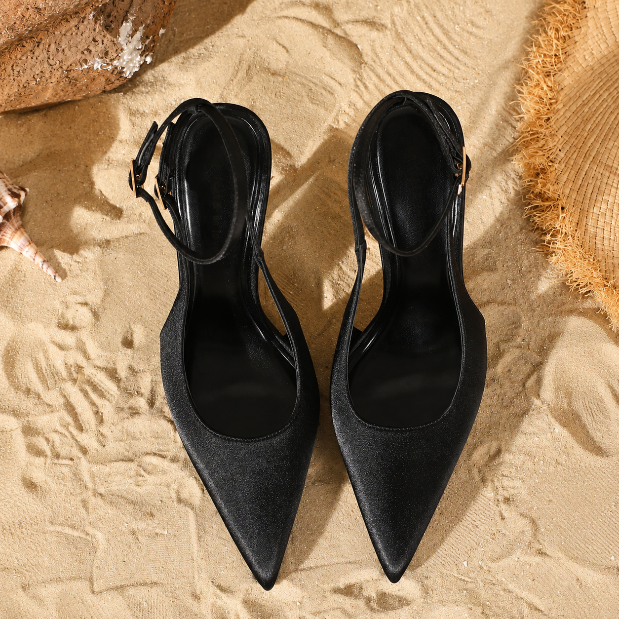 Pointed Slingback Party Sandal with Buckle Strap for Women