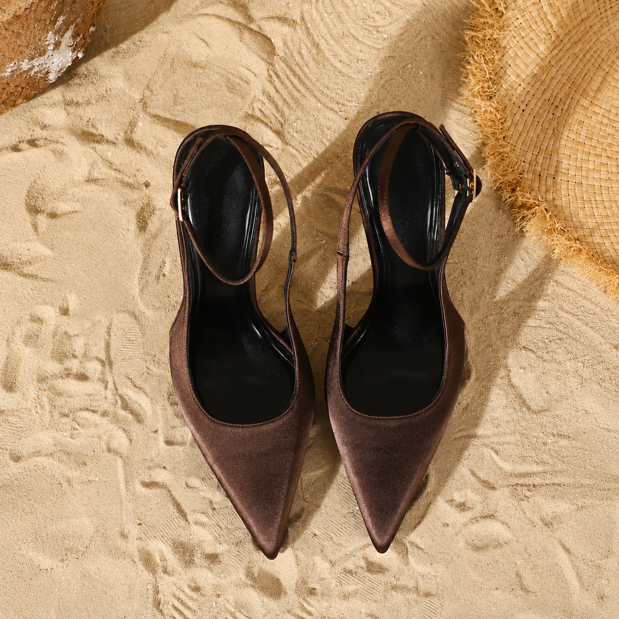 Pointed Slingback Party Sandal with Buckle Strap for Women