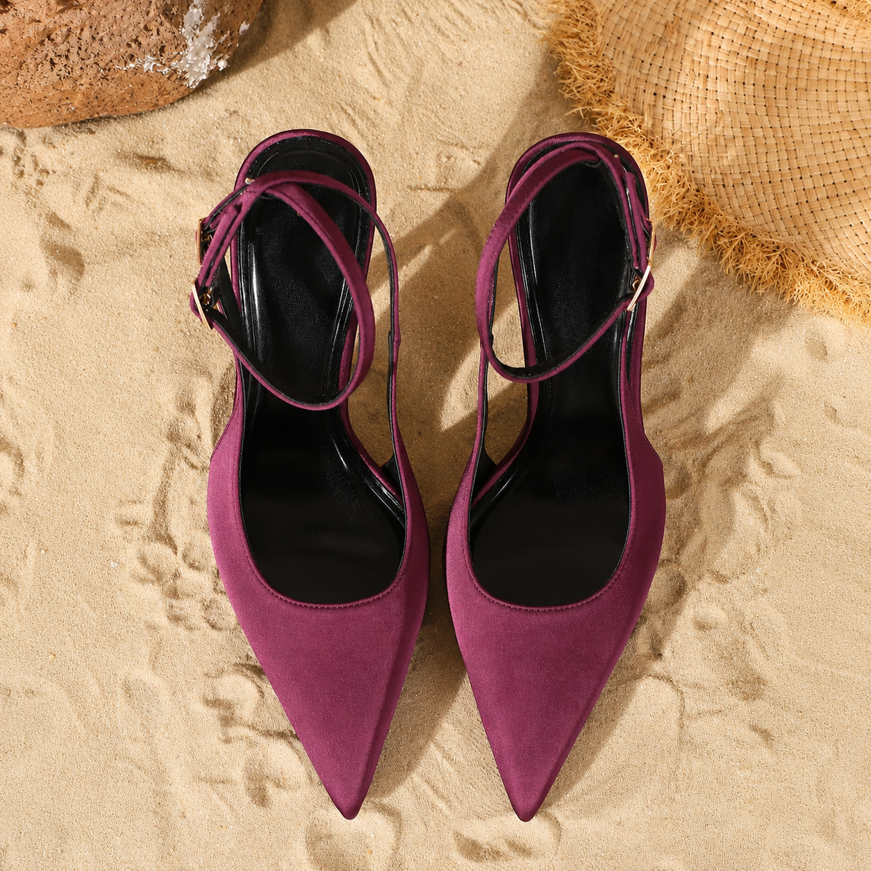 Pointed Slingback Party Sandal with Buckle Strap for Women
