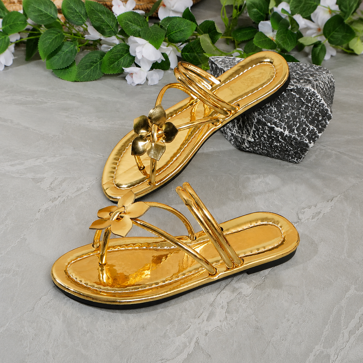Floral Strap Flat Sandals for Casual Summer Wear for Women