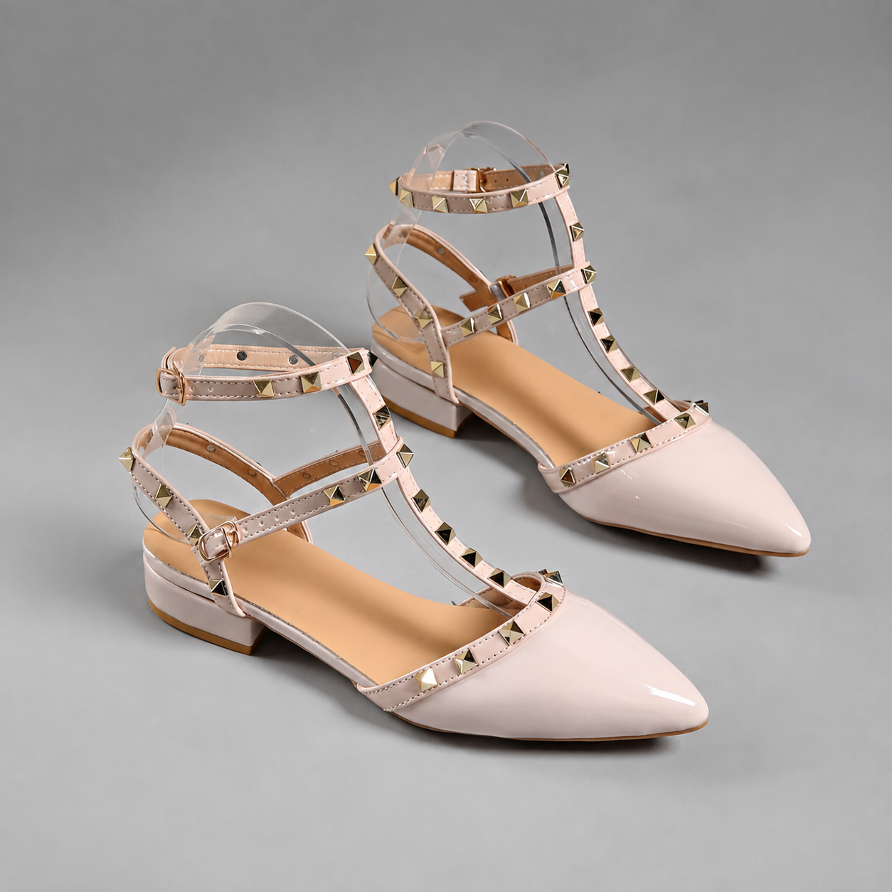 Studded Buckle Strap Shoes for Date Night and All Season Wear for Women
