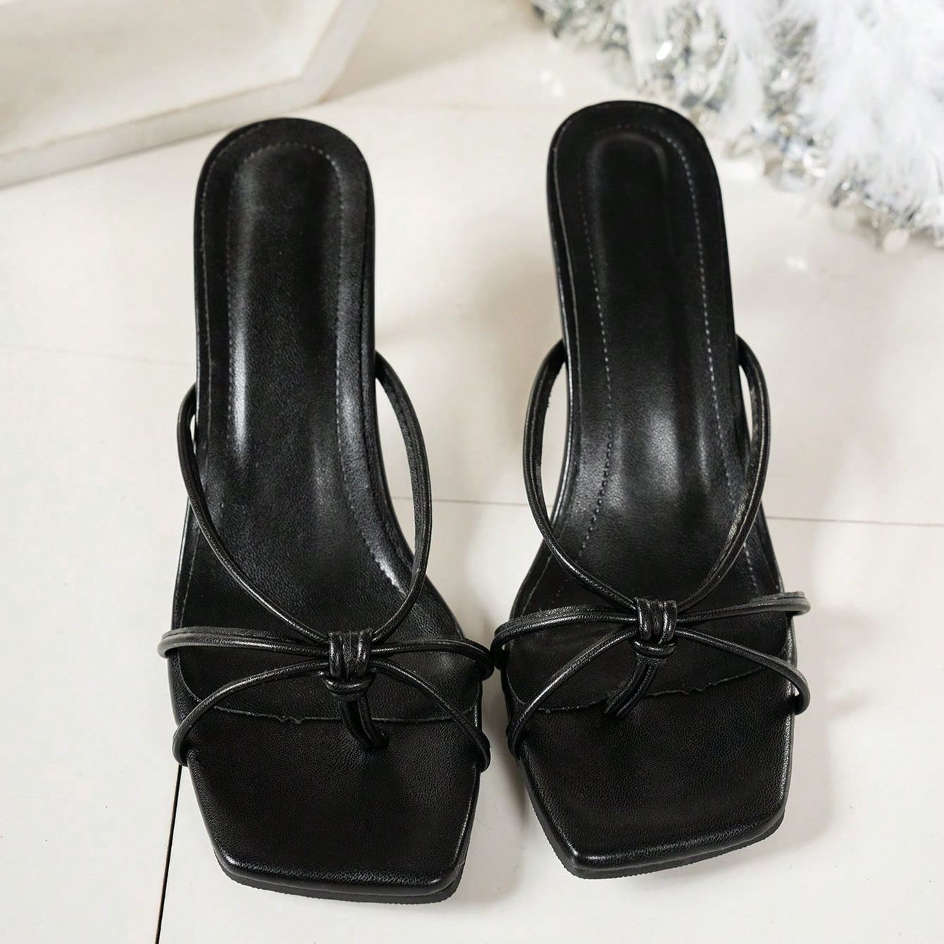 Stylish Criss Cross Strap Mule Slip On Sandals For Women in Burgundy - Angled View