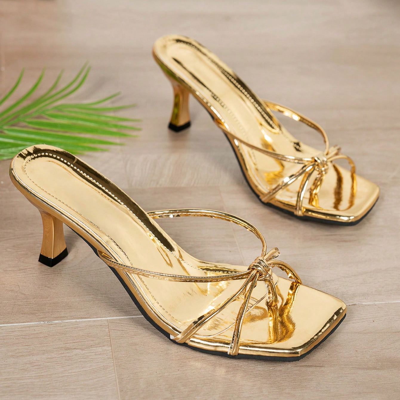 Stylish Criss Cross Strap Mule Slip On Sandals For Women in White - Profile View