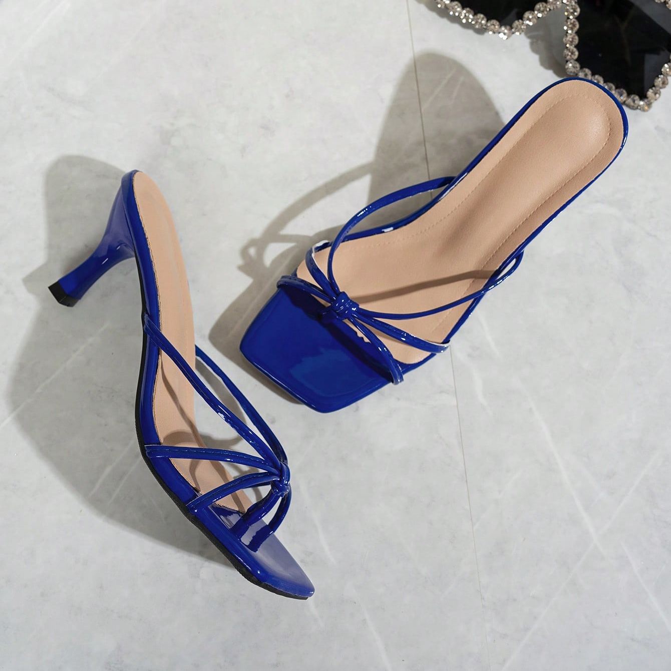 Stylish Criss Cross Strap Mule Slip On Sandals For Women in White - Left Side