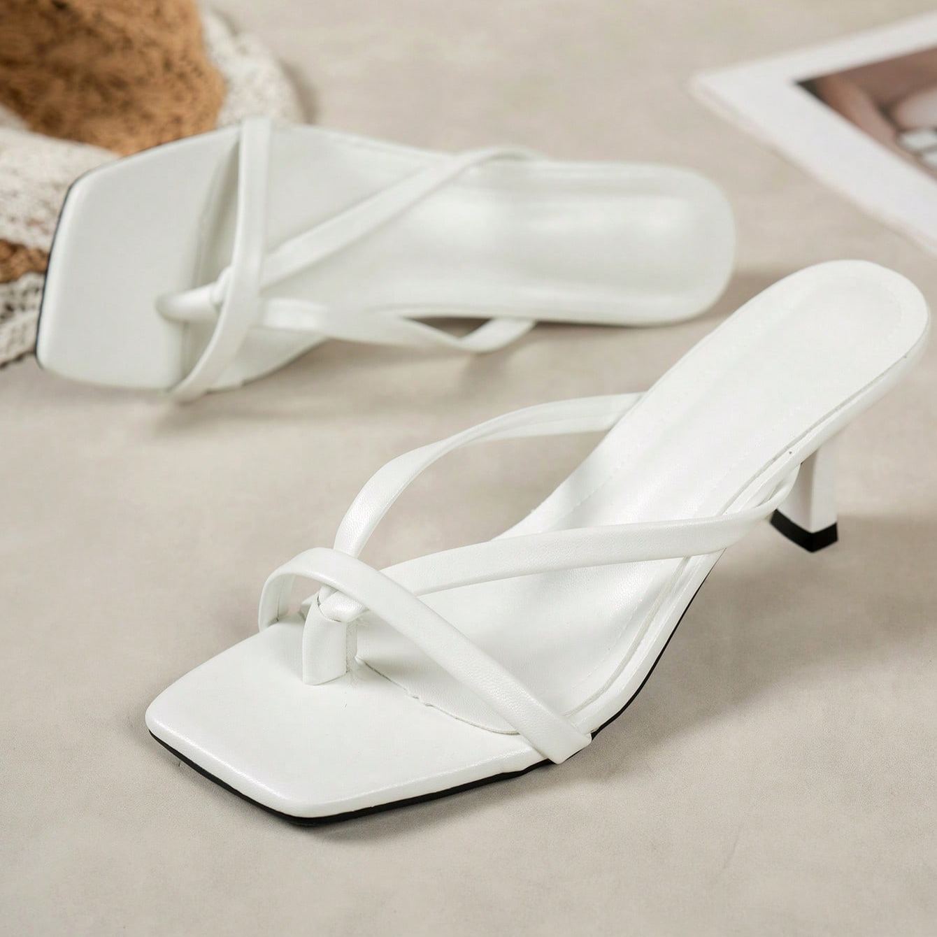 Strappy Criss Cross Slip On Mule Sandals in Black - On-Foot View