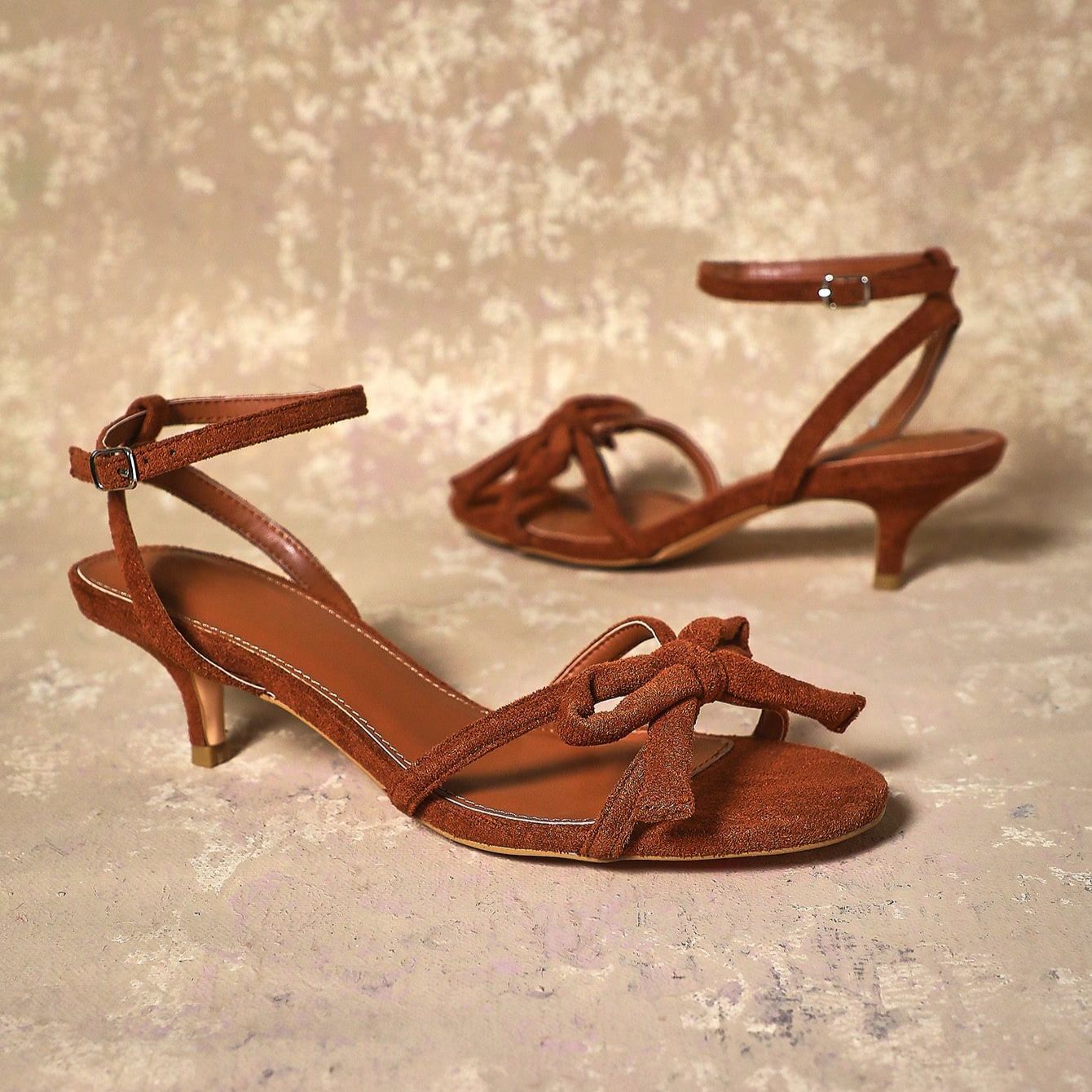 Stylish Strappy Mid Height Stiletto Style Sandals For Women in White - Strap Detail