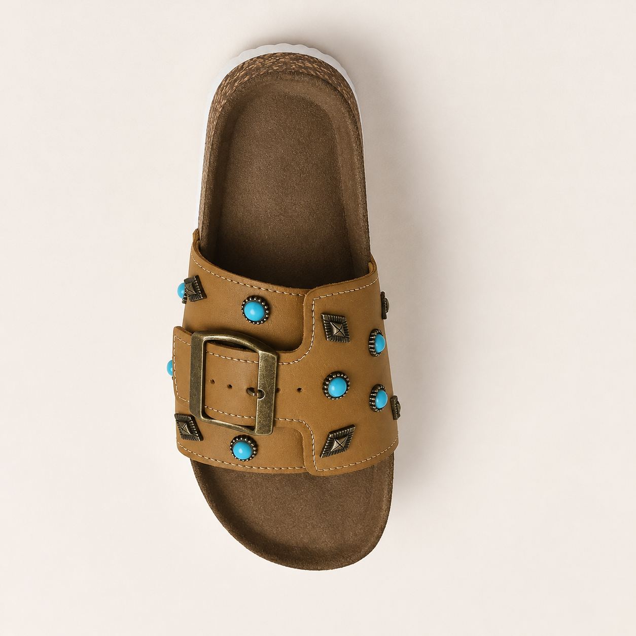 Casual Western Studded Buckle Slide Slippers For Women