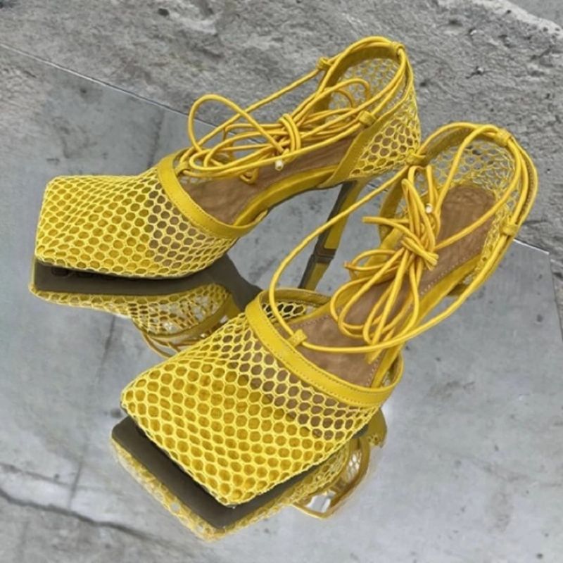 Mesh High Heels Sandals - Comfy Platform Shoes