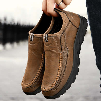 Men Casual Leather Loafer Shoes - Comfy Platform Shoes