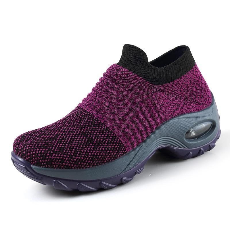 Women Comfortable Knit Slip-On Shoes - Comfy Platform Shoes