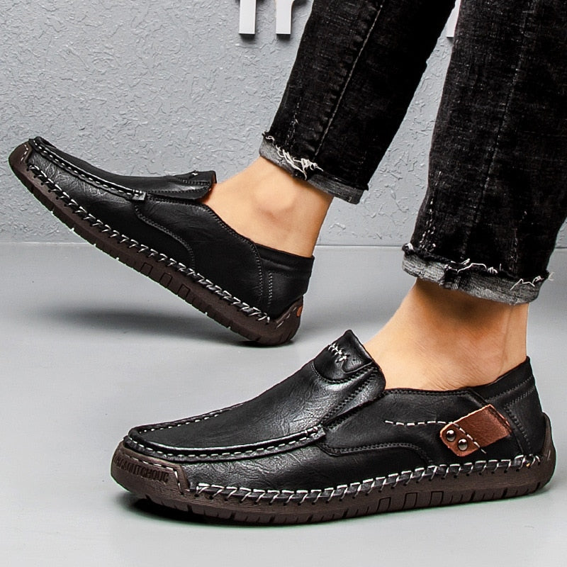 Men's Comfortable And Breathable Leather Shoes - Comfy Platform Shoes
