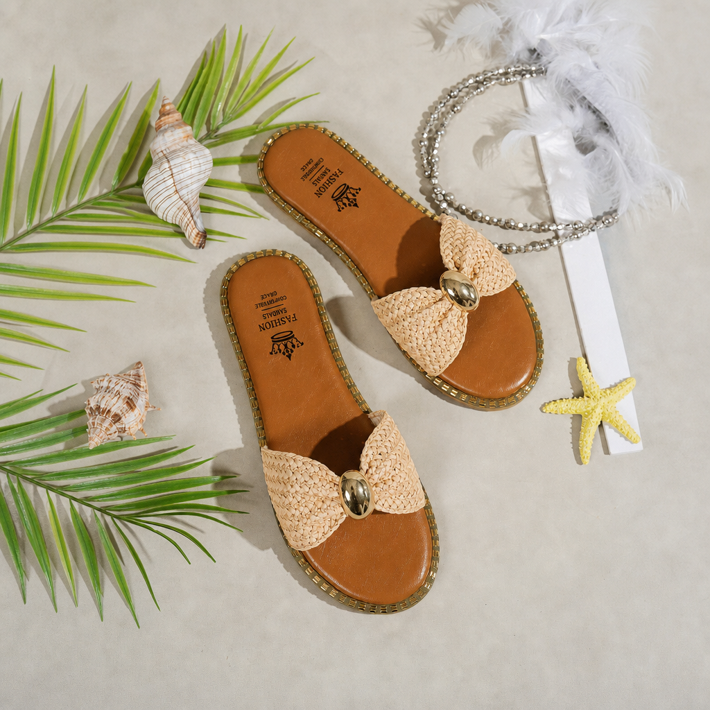 Minimalist Bow Decor Comfy Flat Sandals