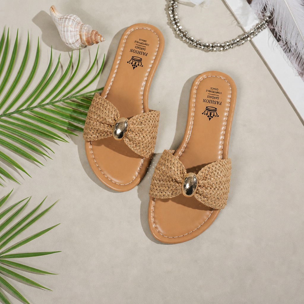 Minimalist Bow Decor Comfy Flat Sandals