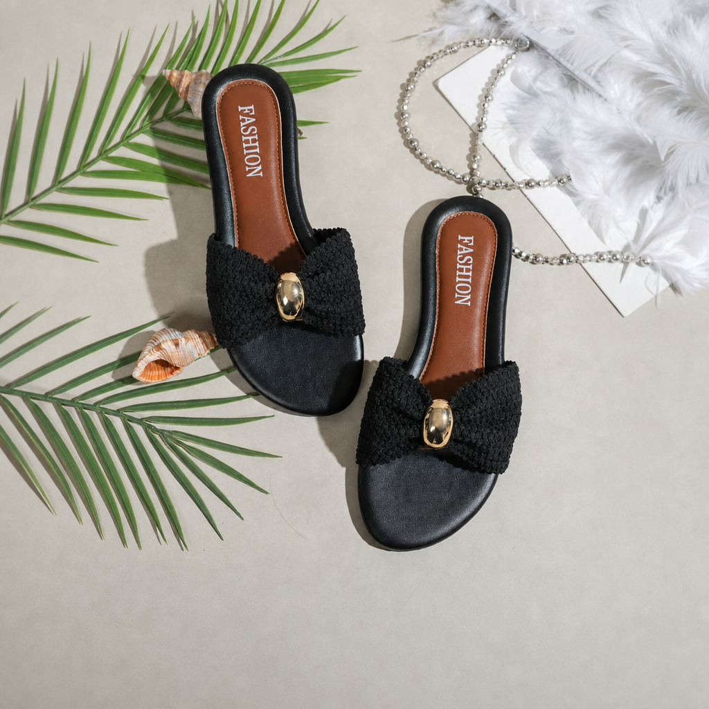 Minimalist Bow Decor Comfy Flat Sandals