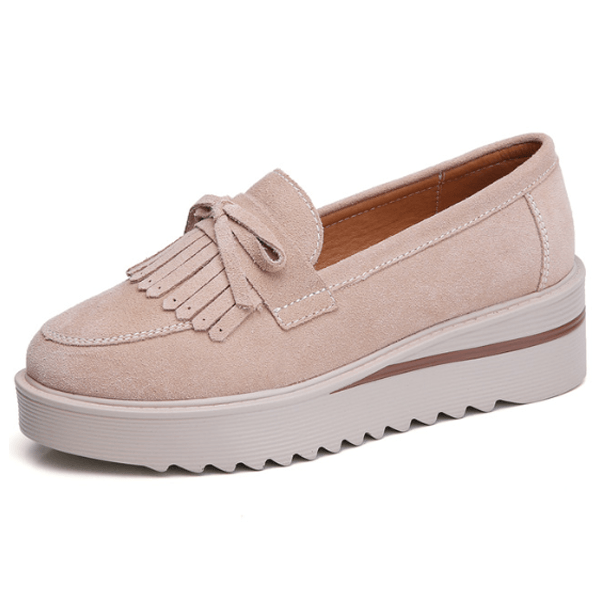 Comfy Slip-On Suede Tassel Platform Shoes - Comfy Platform Shoes