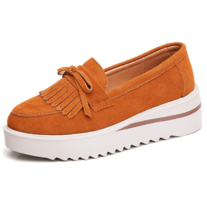 Comfy Slip-On Suede Tassel Platform Shoes - Comfy Platform Shoes