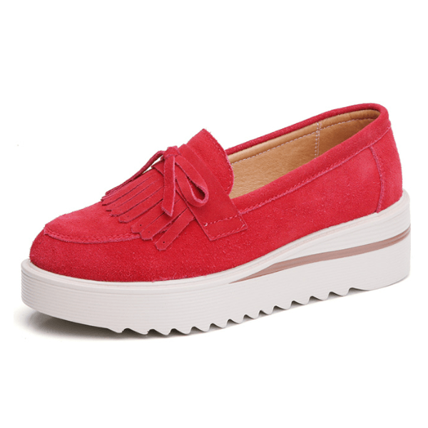 Comfy Slip-On Suede Tassel Platform Shoes - Comfy Platform Shoes