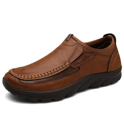 Men Casual Leather Loafer Shoes - Comfy Platform Shoes