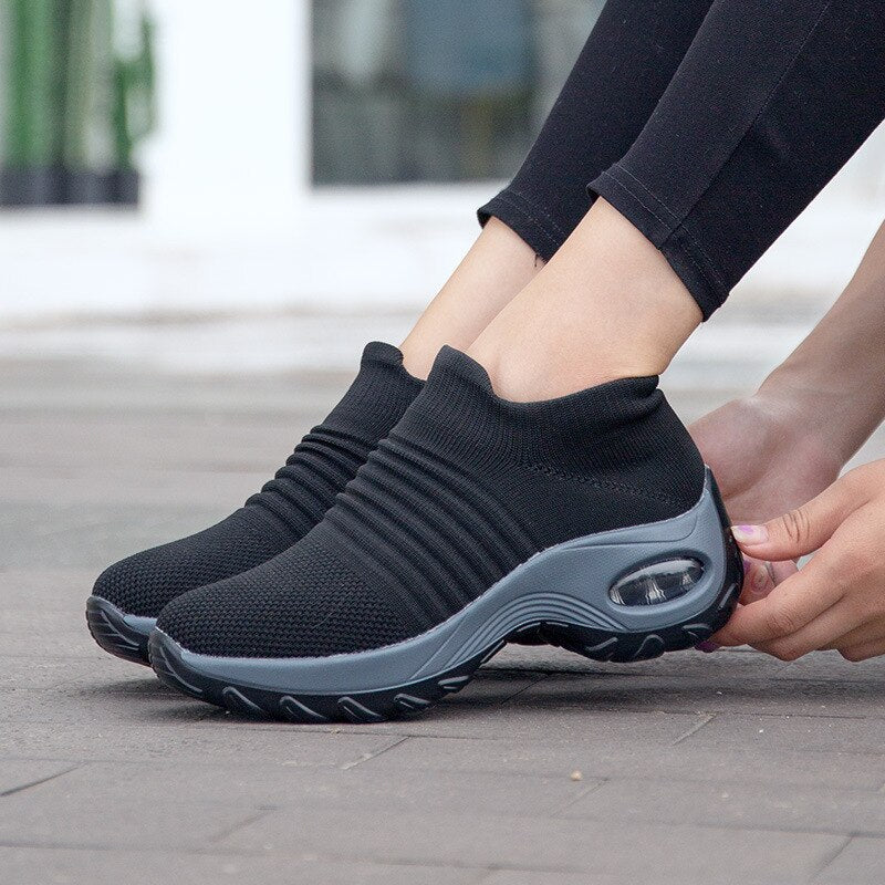 Casual Slip-On Shoes For Women - Comfy Platform Shoes