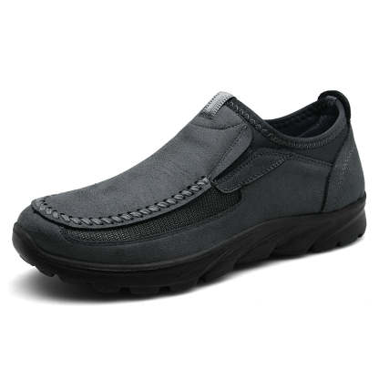 Men Casual Leather Loafer Shoes - Comfy Platform Shoes