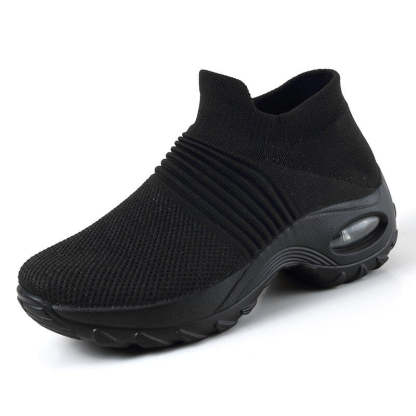Women Comfortable Knit Slip-On Shoes - Comfy Platform Shoes