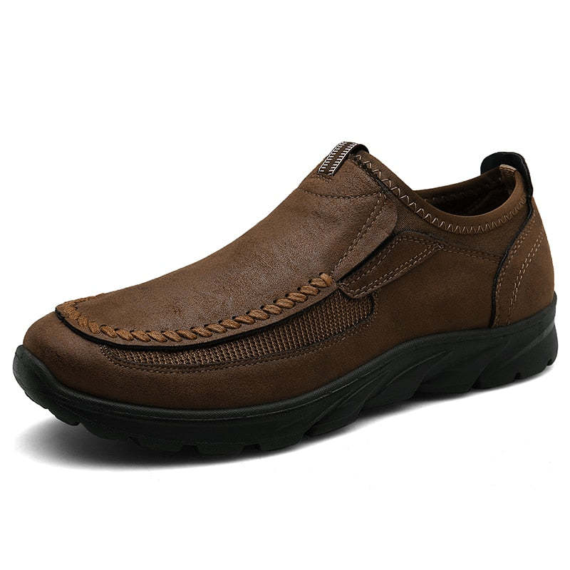 Men Casual Leather Loafer Shoes - Comfy Platform Shoes