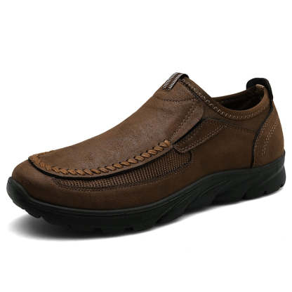 Men Casual Leather Loafer Shoes - Comfy Platform Shoes