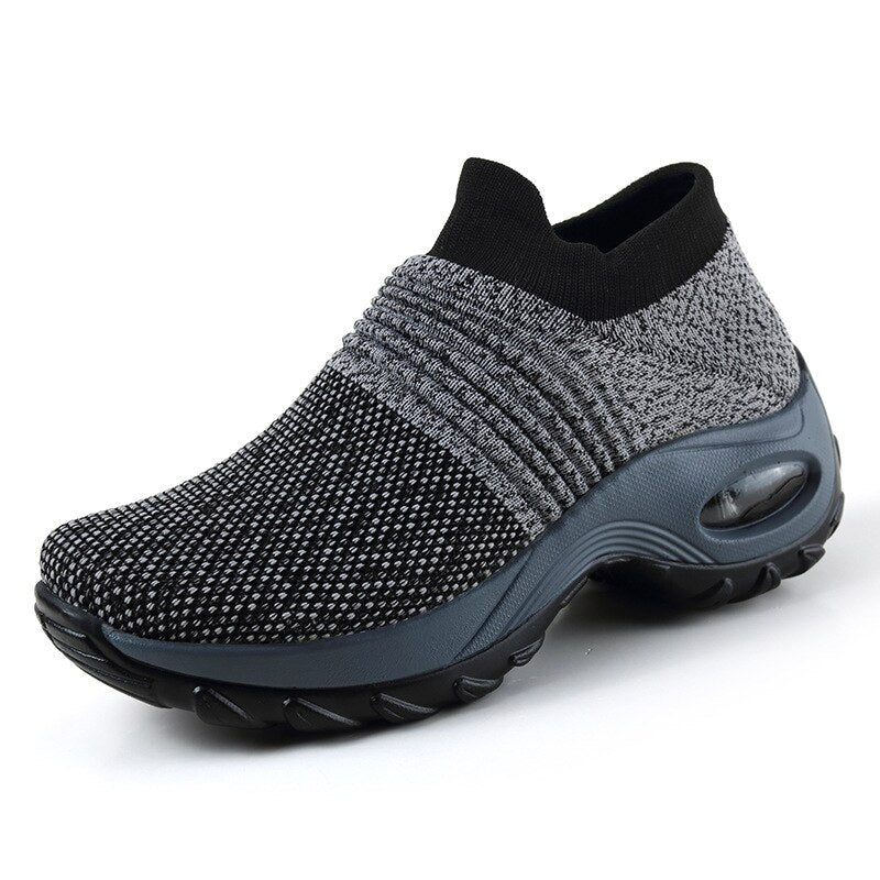 Women Comfortable Knit Slip-On Shoes - Comfy Platform Shoes