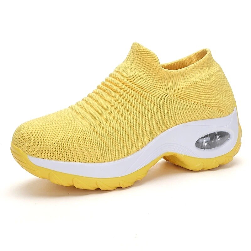 Women Comfortable Knit Slip-On Shoes - Comfy Platform Shoes