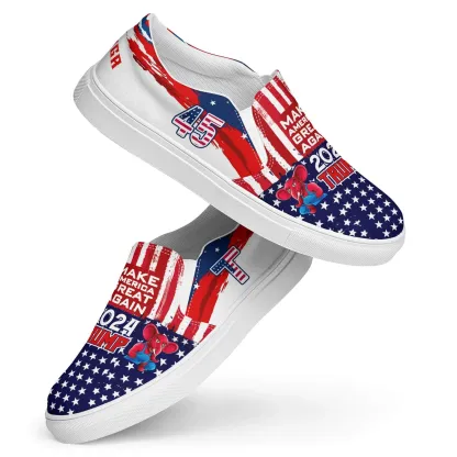 Patriotic Canvas Slip On Shoes For Women