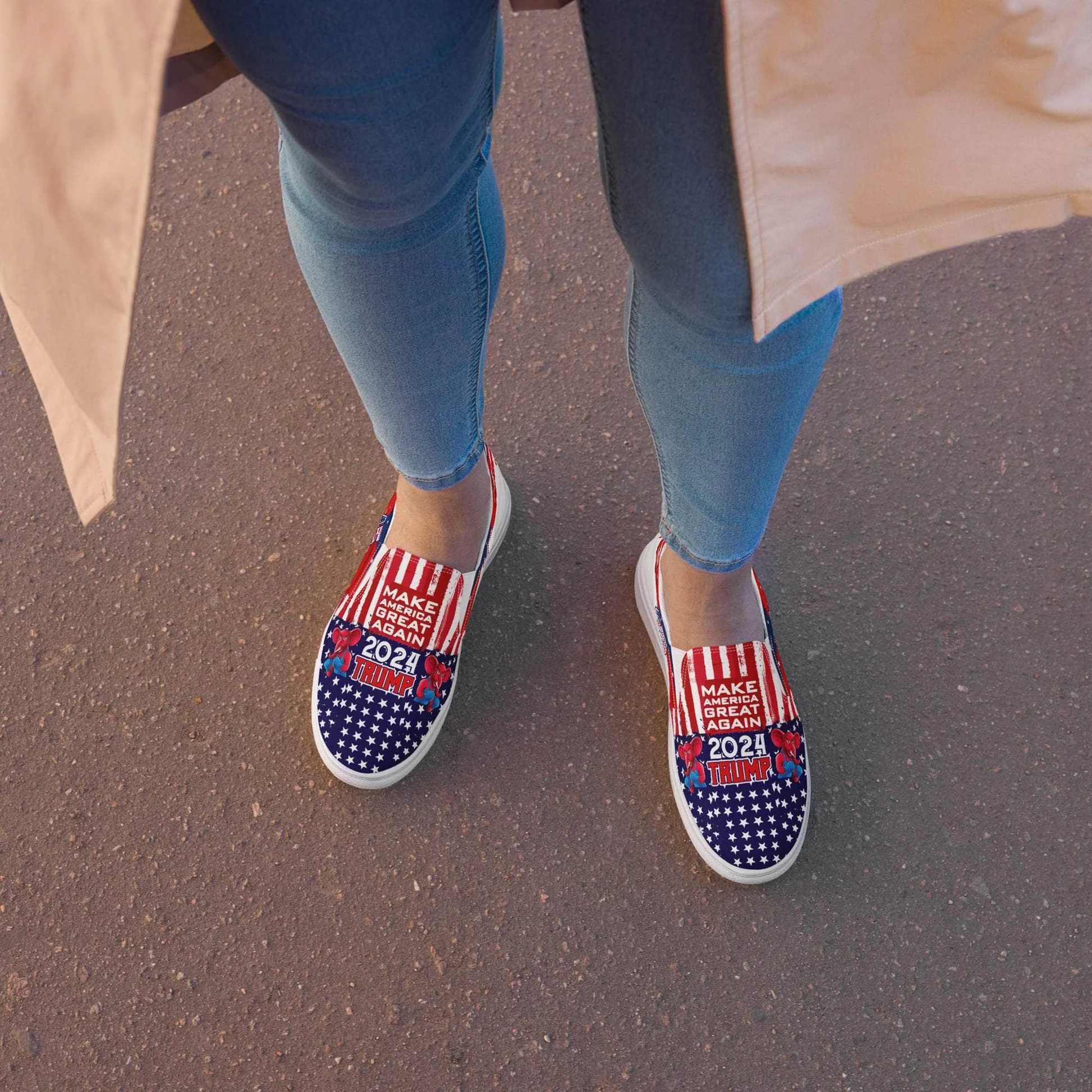 Patriotic Canvas Slip On Shoes For Women