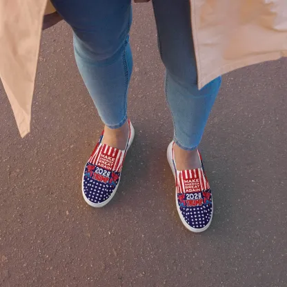 Patriotic Canvas Slip On Shoes For Women