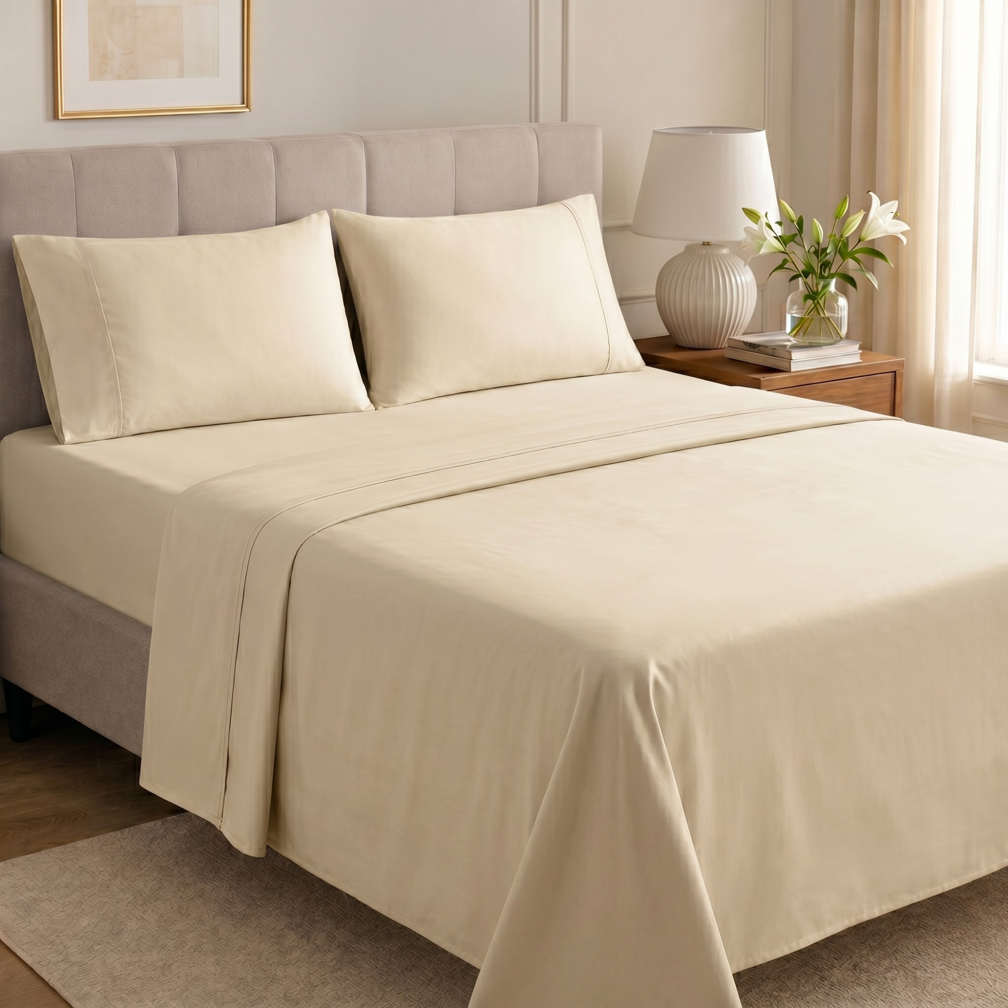 4 Piece Cooling Microfiber Sheet Set With Deep Pocket Design