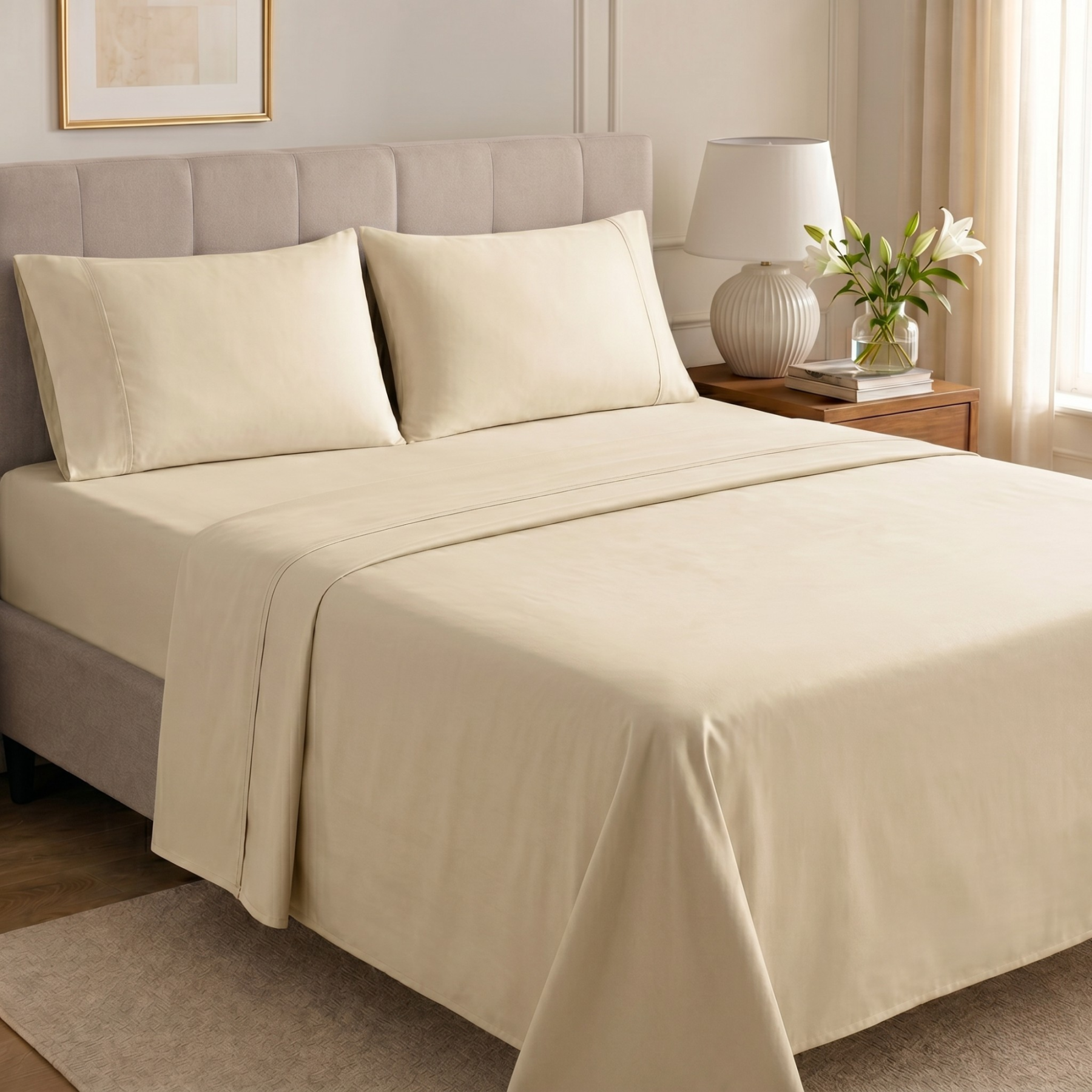 4 Piece Cooling Microfiber Sheet Set With Deep Pocket Design