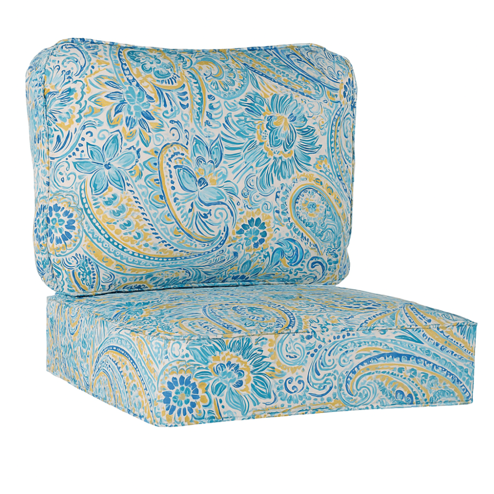 Outdoor Deep Seat Cushion Set - 2 Piece Tufted Back And Seat Pads for Lounge Chairs or Sofas - Comfy Sofa Cover