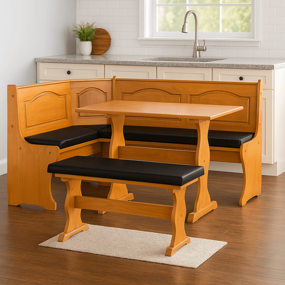 4 Piece Dining Nook Cushion Set – Soft Padded Seat Pads for Corner Benches - Comfy Sofa Cover