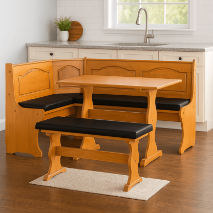 4 Piece Dining Nook Cushion Set – Soft Padded Seat Pads for Corner Benches - Comfy Sofa Cover