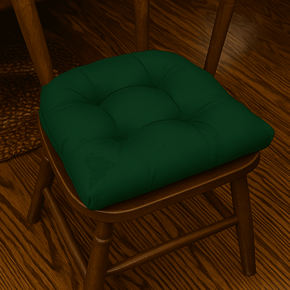 4 Pack Rounded Back Indoor Chair Cushions – Tufted Dining Seat Pads With Ties - Comfy Sofa Cover