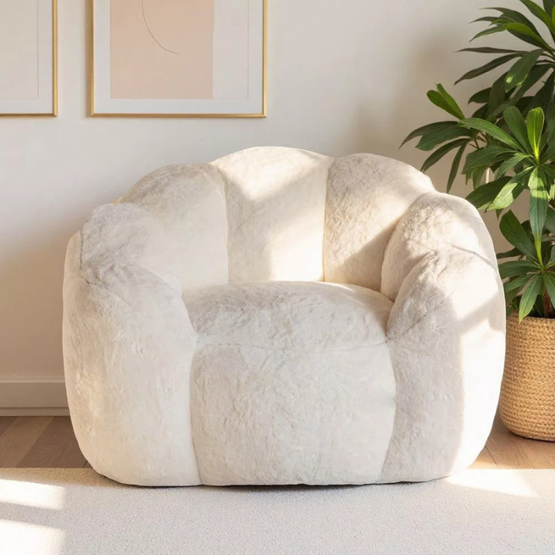 Floral Shaped Faux Fur Bean Bag Chair
