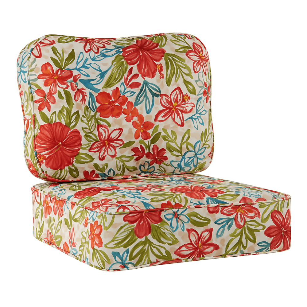 Outdoor Deep Seat Cushion Set - 2 Piece Tufted Back And Seat Pads for Lounge Chairs or Sofas - Comfy Sofa Cover